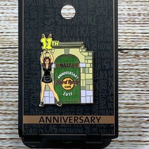 Hard Rock Cafe Malta 11th Anniversary Waitress Girl Door Pin‎ New on Card